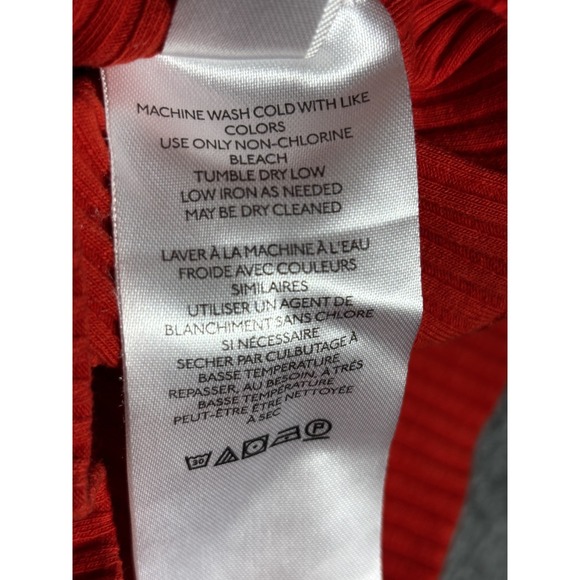 Free People‎ Lala Crop Sweater M Orange Ribbed Statement Sleeve - Picture 8 of 8